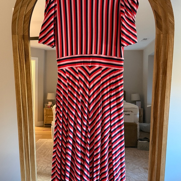 Boden Red and Blue Striped Midi Dress - Picture 4 of 7